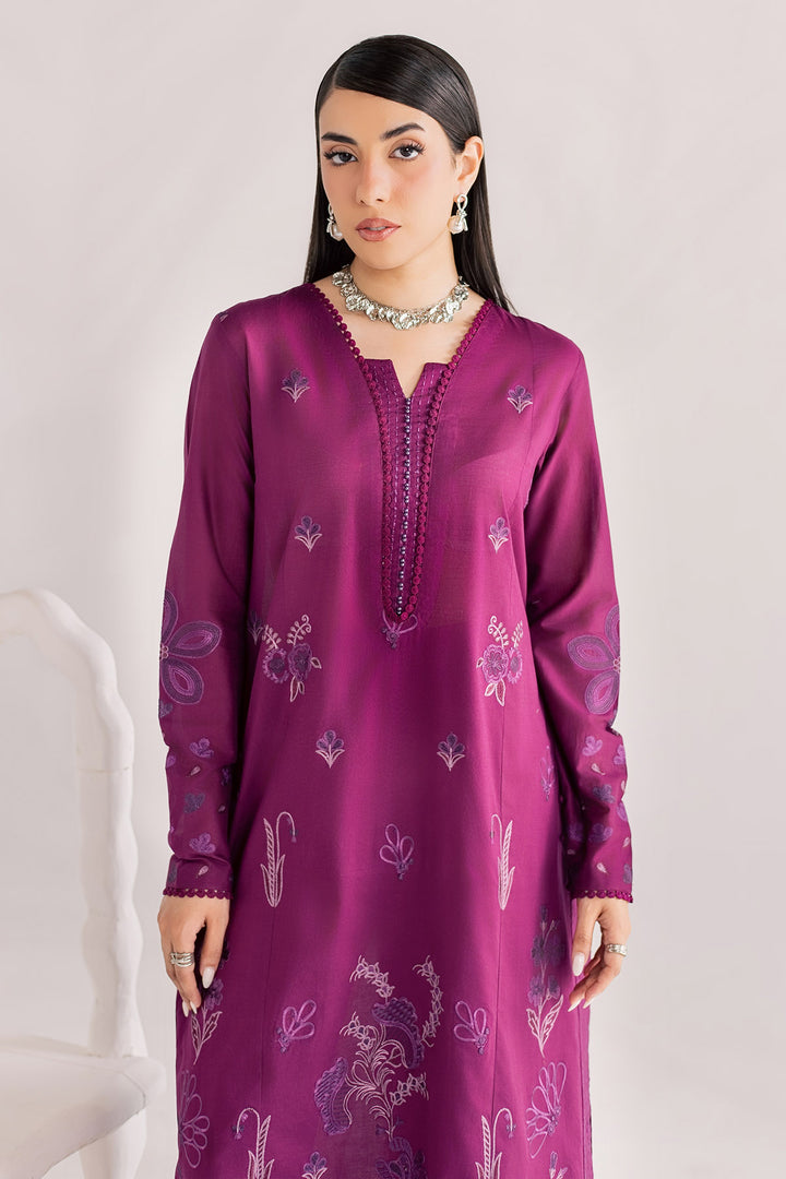 Embroidered Lawn Magenta Stitched Suit - Nureh