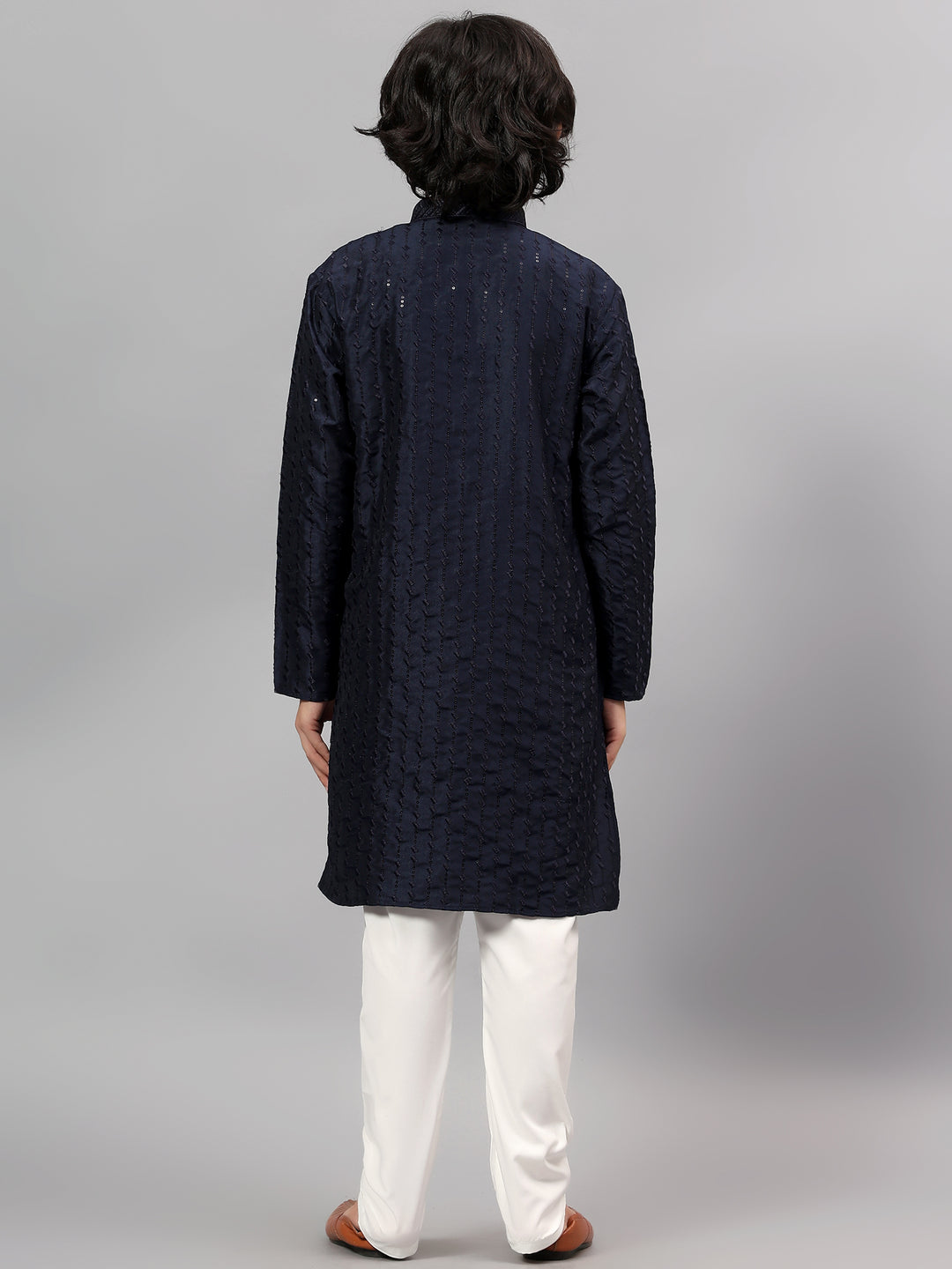 Polyester Viscose Navy Blue Kurta Trouser - Jiah