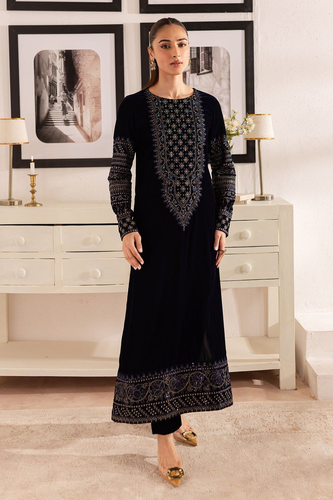 Velvet Purple Stitched Suit - Nureh