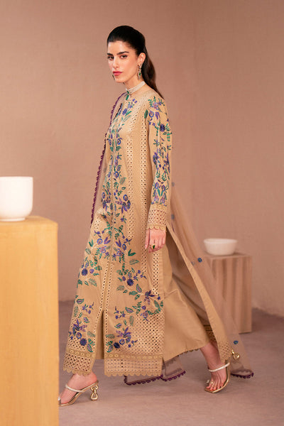 Silk Lawn & Net Beige Stitched Luxury Suit - Vanya