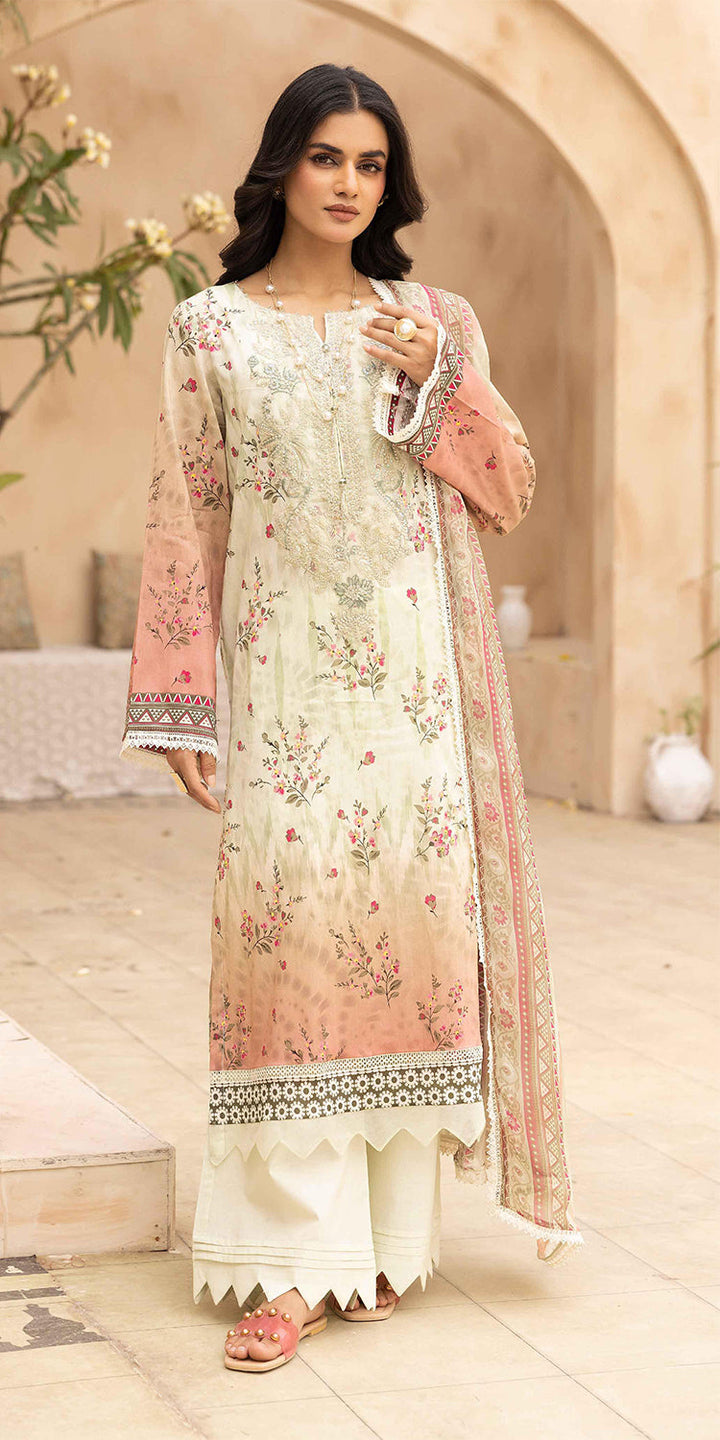 Lawn Off White Stitched Suit - Kesariya Vol III by Nureh