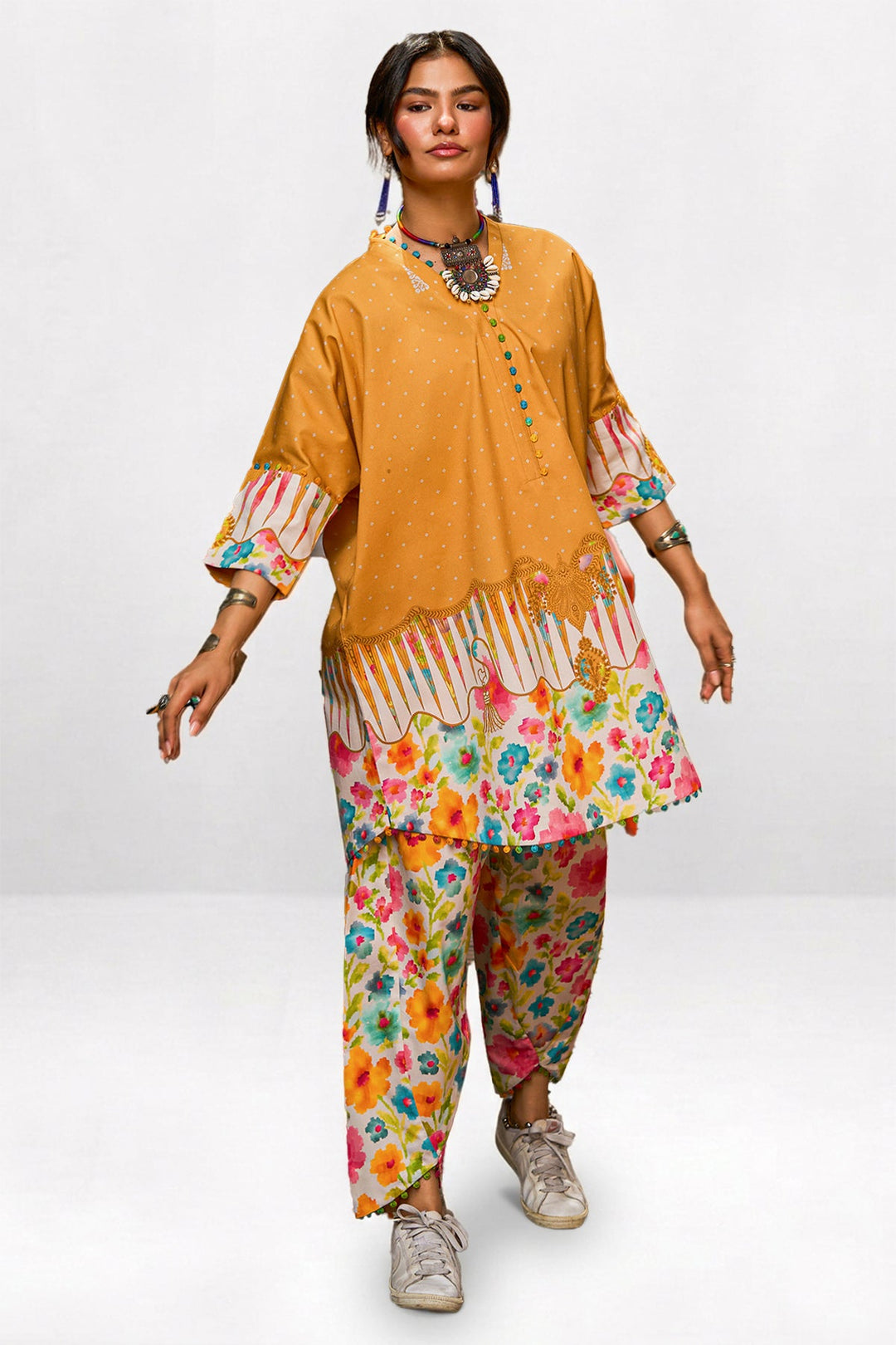 Lawn Mustard Stitched Suit - Charizma