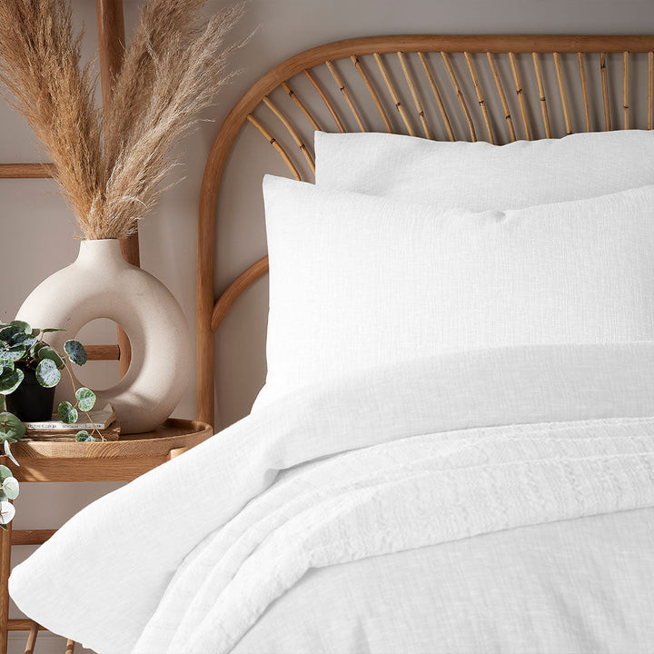 Vantona Loom Range White Gauze Duvet Cover Set - White