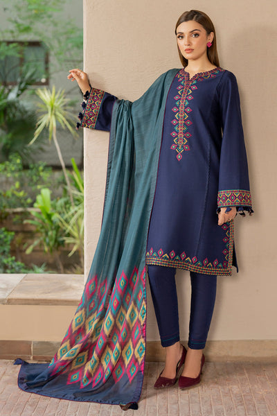 Embroidered Khaddar Purple Stitched Suit - Jazmin