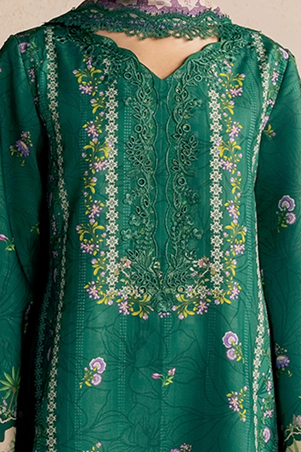 Dobby Lawn Green Stitched Suit - Vanya