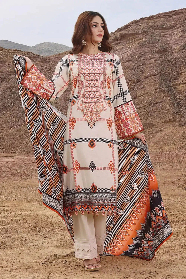 Khaddar Soft Amber Stitched Suit - Khas