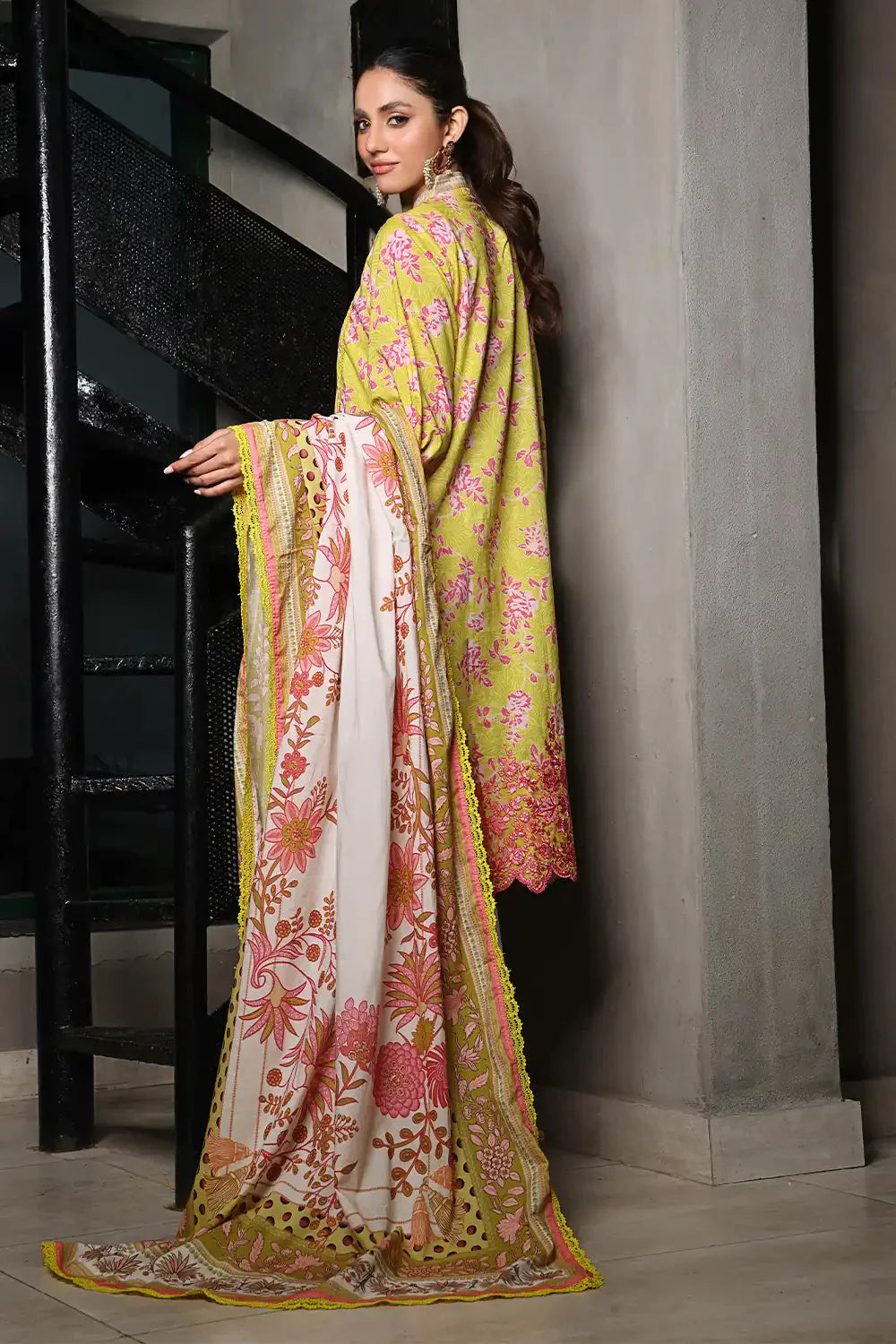 Khaddar Lime Yellow Stitched Suit - Khas