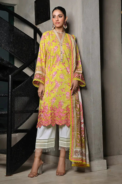 Khaddar Lime Yellow Stitched Suit - Khas