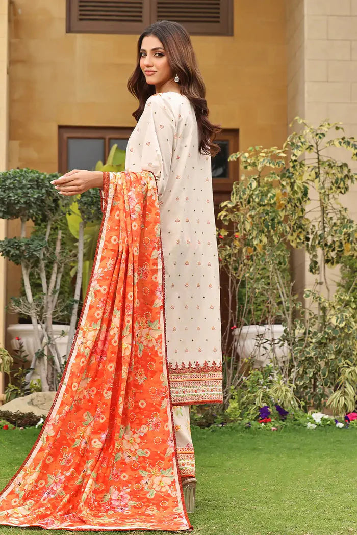 Khaddar Off White Stitched Suit - Khas