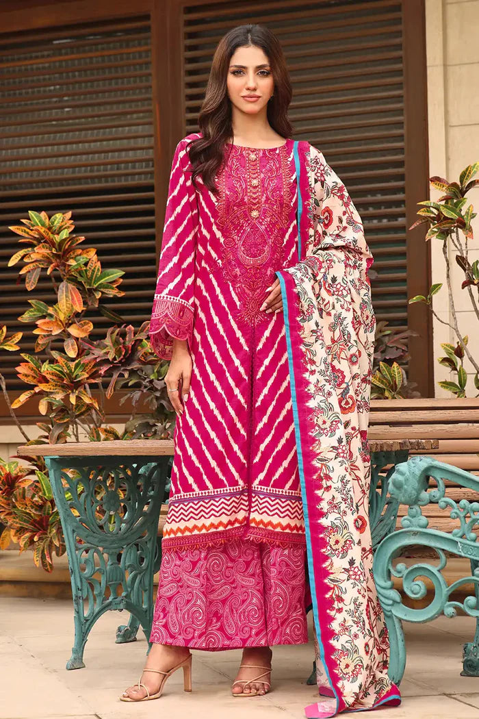 Khaddar Magenta Stitched Suit - Khas