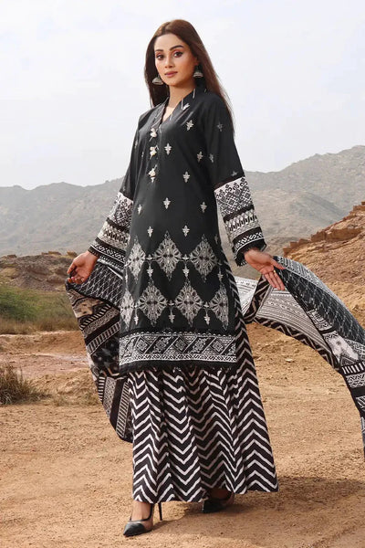 Khaddar Black Stitched Suit - Khas