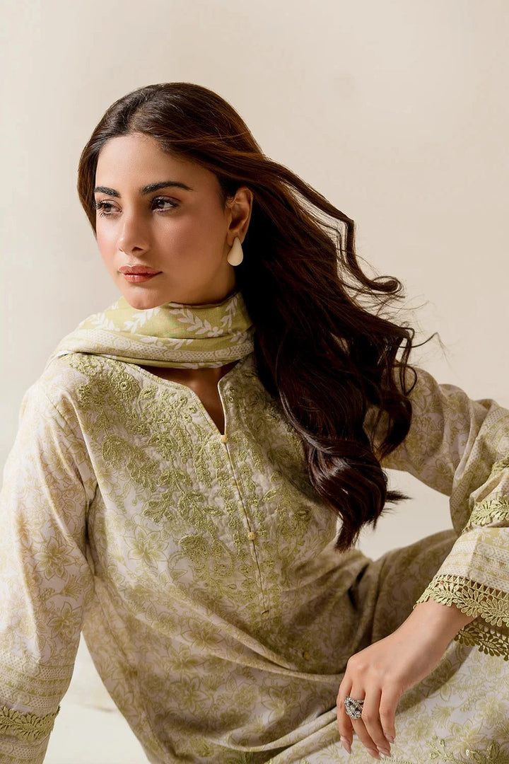 Embroidered Lawn Light Green Stitched Suit - Khas