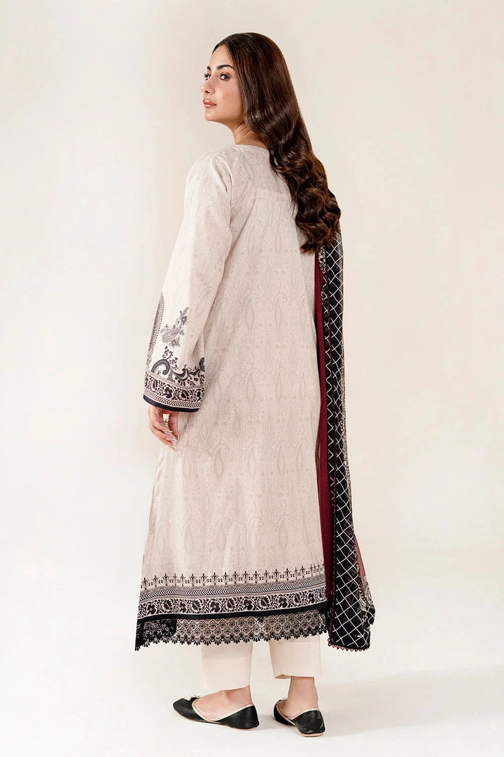 Embroidered Lawn Quill Grey Stitched Suit - Khas