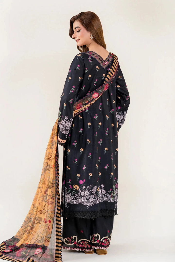 Embroidered Lawn Black Stitched Suit - Khas