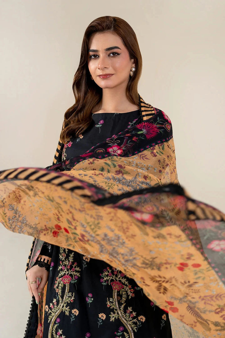 Embroidered Lawn Black Stitched Suit - Khas
