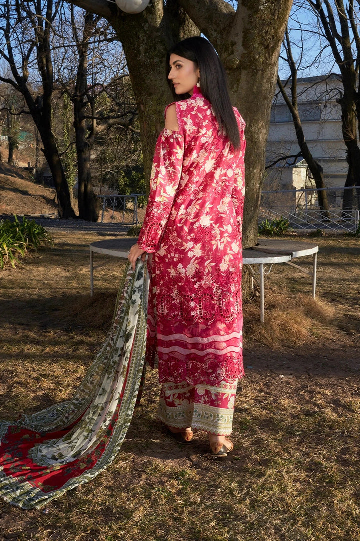 Embroidered Lawn Red Stitched Suit - Khas