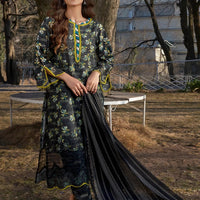 Embroidered Lawn Black Stitched Suit - Khas