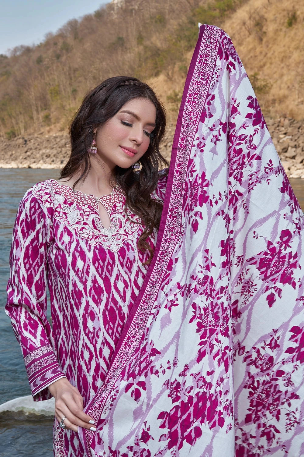 Printed Lawn Cherry Stitched Suit - Khas