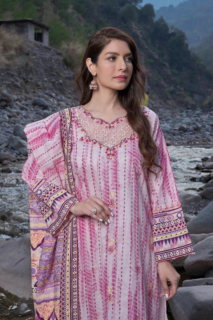 Printed Lawn Pink Stitched Suit - Khas