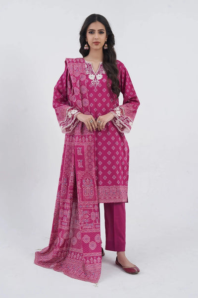 Printed Lawn Pink Stitched Suit - Khas