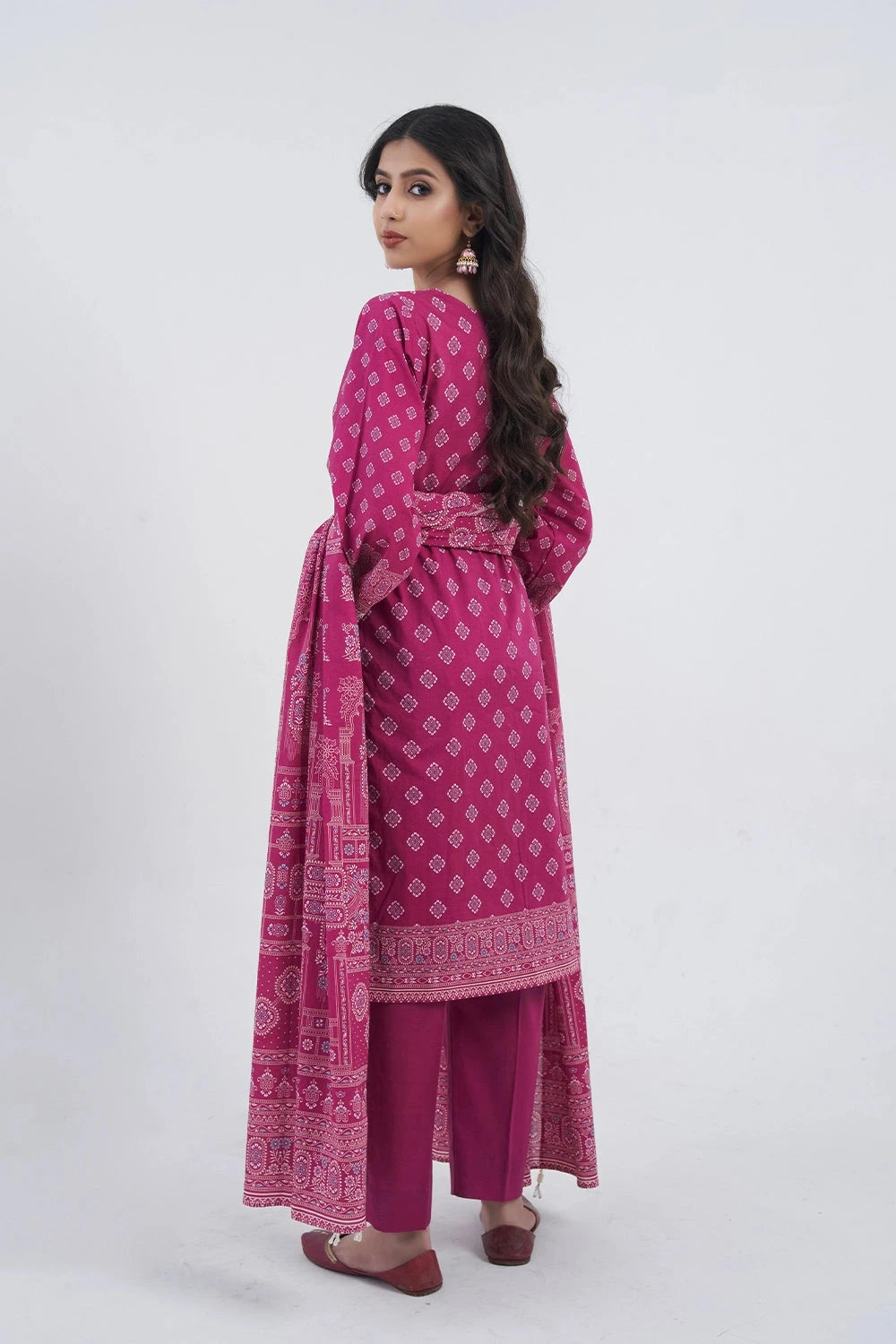 Printed Lawn Pink Stitched Suit - Khas