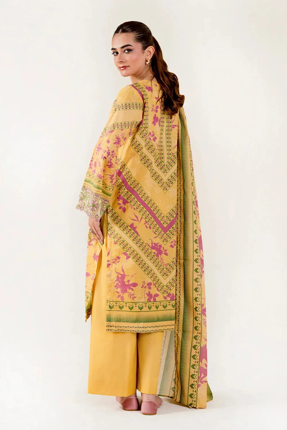 Embroidered Lawn Gold Stitched Suit - Khas