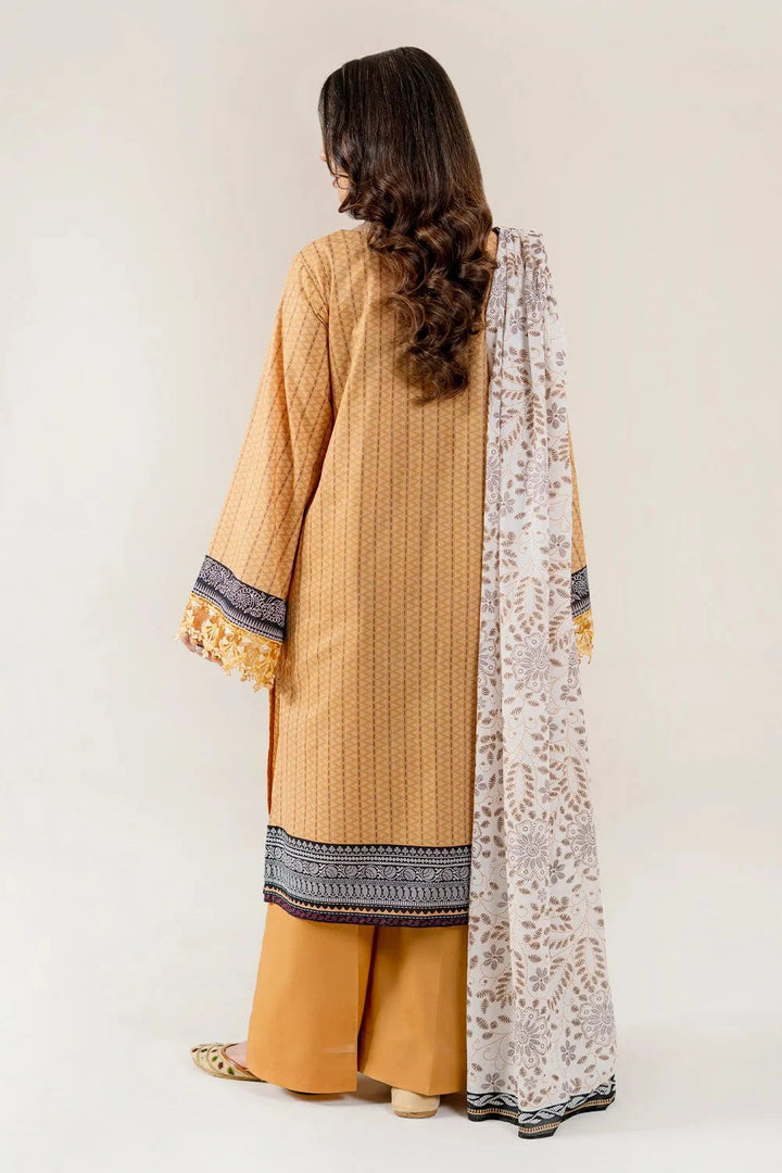 Embroidered Lawn Mustard Stitched Suit - Khas