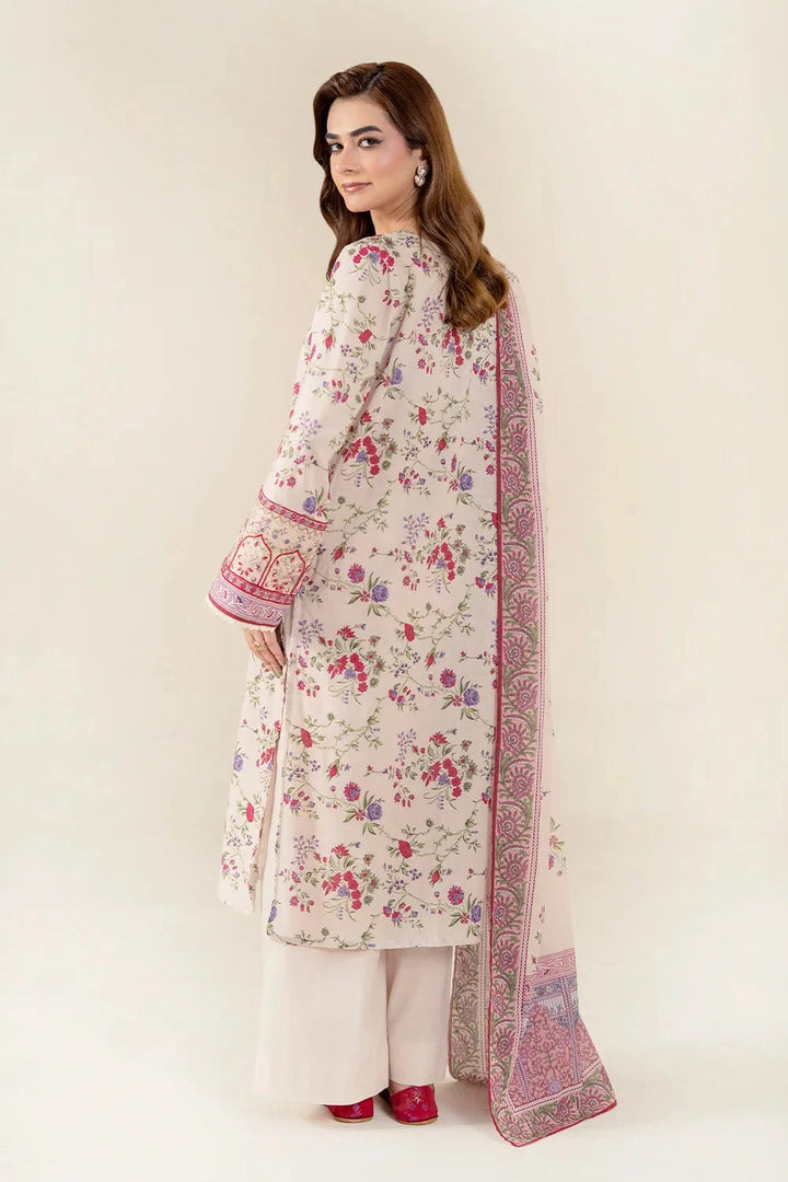 Embroidered Lawn Floral Ivory Stitched Suit - Khas