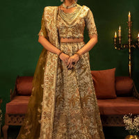 Embroidered Zari Organza Golden Stitched Suit - Meherbano by Khas
