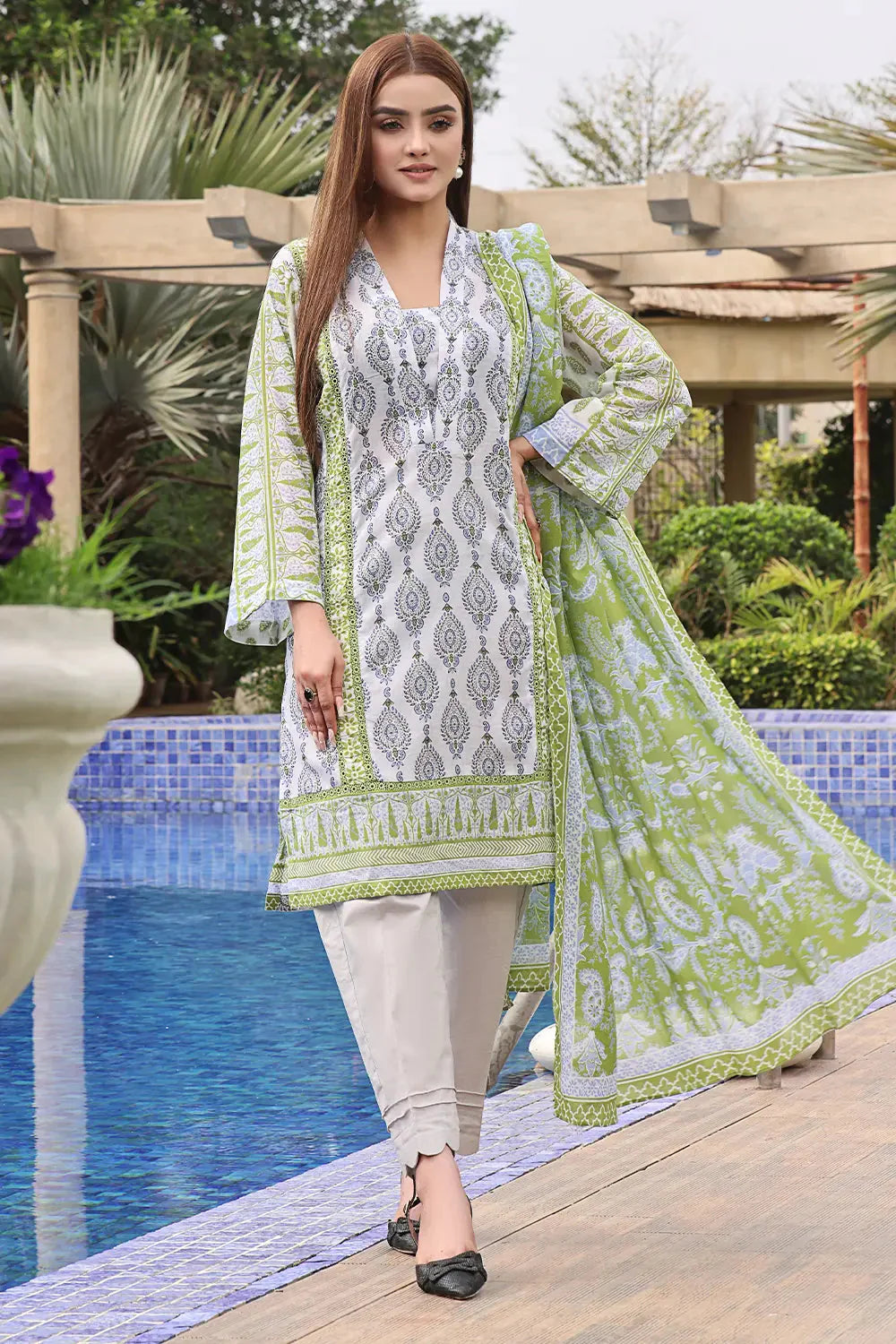 Linen Pale Yellow Unstitched Suit - Khas