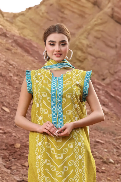 Linen Lemon Stitched Suit - Khas