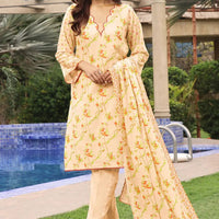 Linen Peach Stitched Suit - Khas