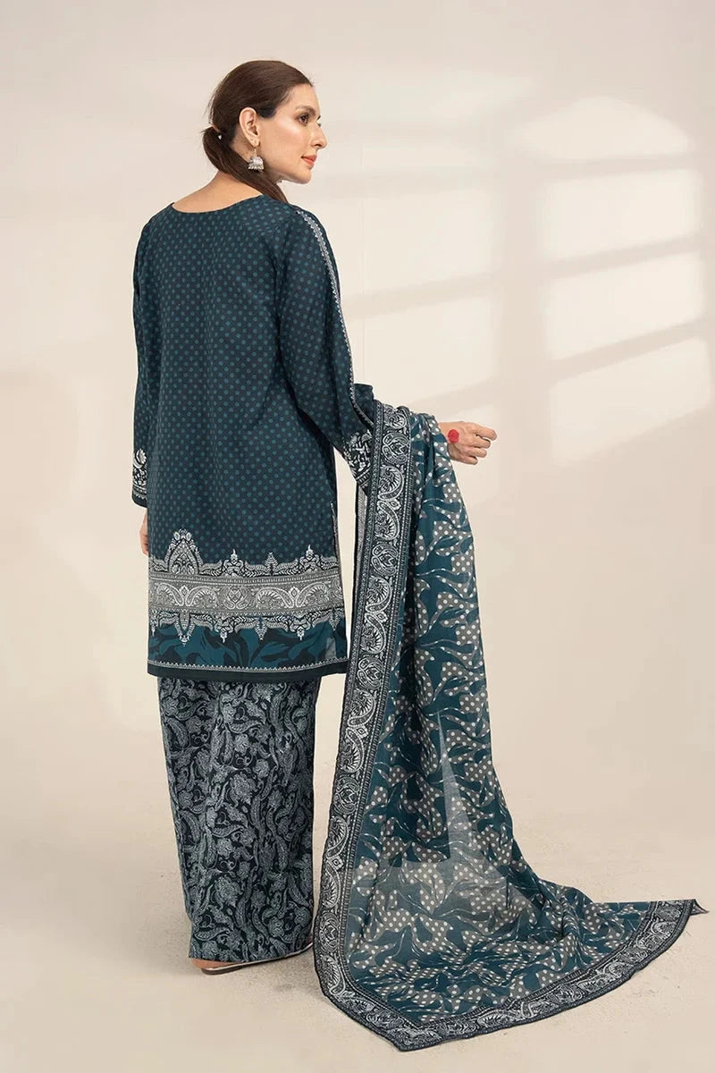 Printed Linen Dark Blue Stitched Suit - Khas