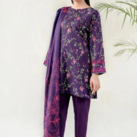 Printed Lawn Purple Stitched Suit - Khas