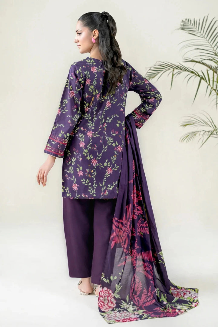 Printed Lawn Purple Stitched Suit - Khas