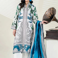 Printed Lawn Ash White Stitched Suit - Khas
