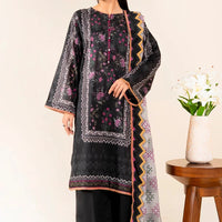 Printed Lawn Black Stitched Suit - Khas