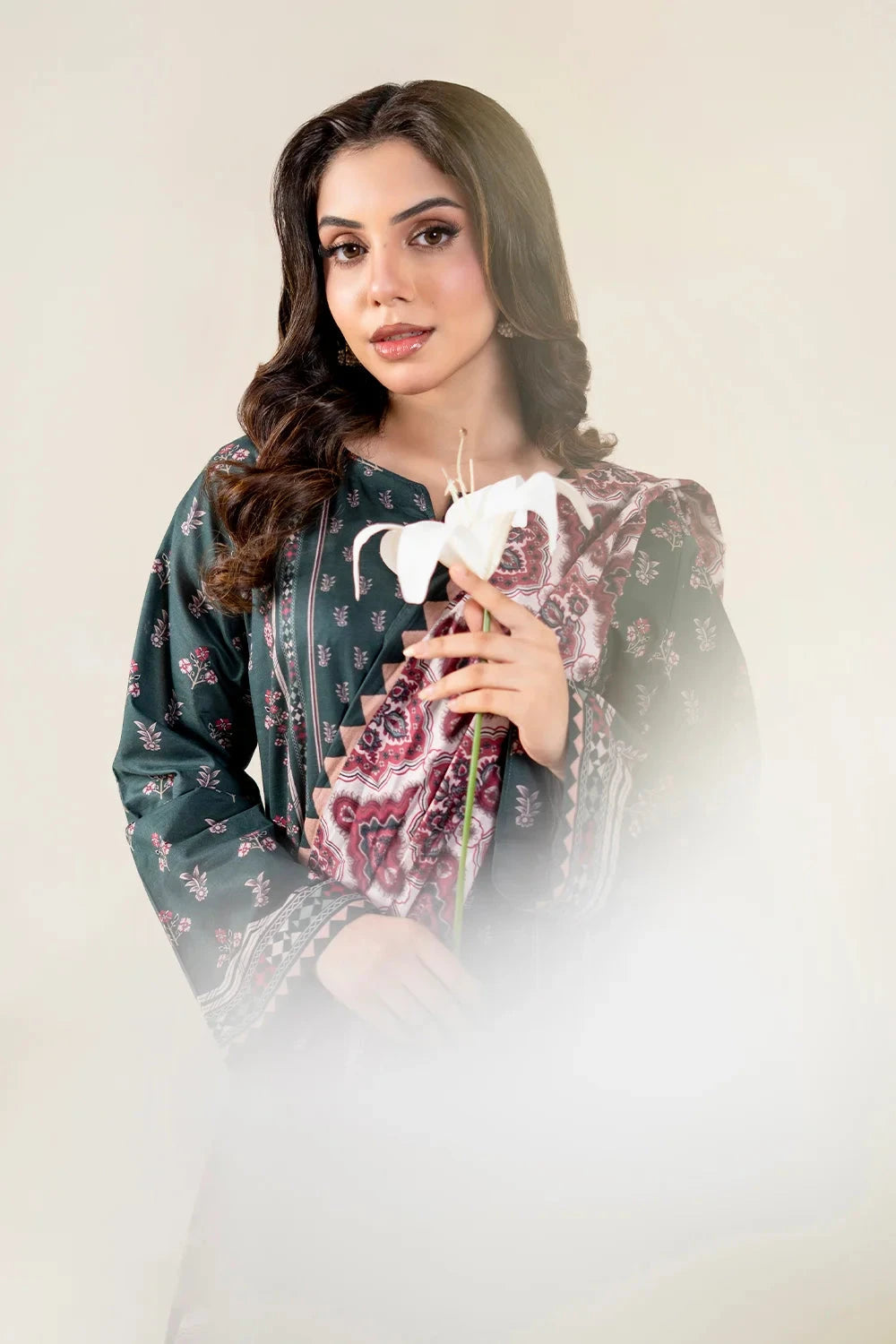 Printed Lawn Forest Green Stitched Suit - Khas