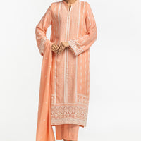 Chiffon Embroidered Pink Stitched Suit - Gul Ahmed