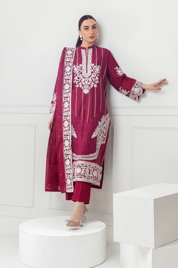 Lawn Magenta Stitched Suit - Gul Ahmed