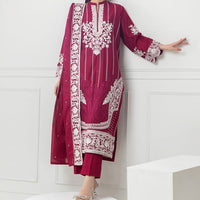 Lawn Magenta Stitched Suit - Gul Ahmed