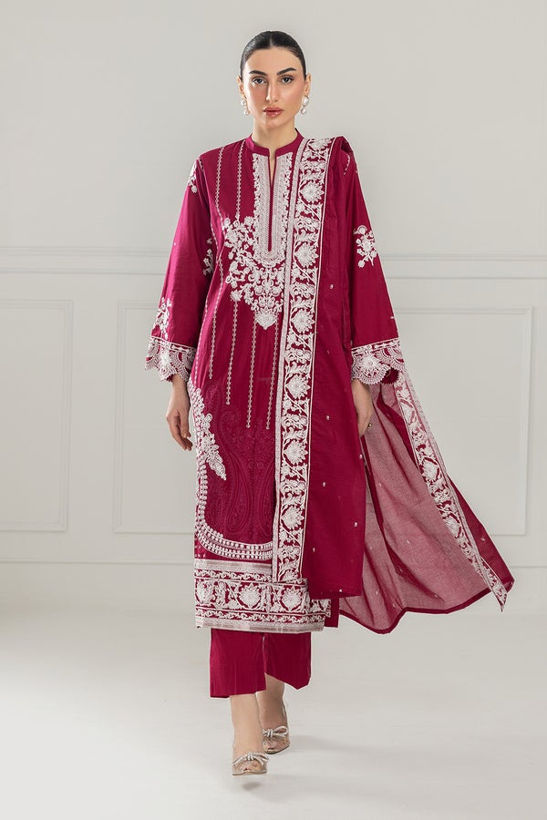 Lawn Magenta Stitched Suit - Gul Ahmed
