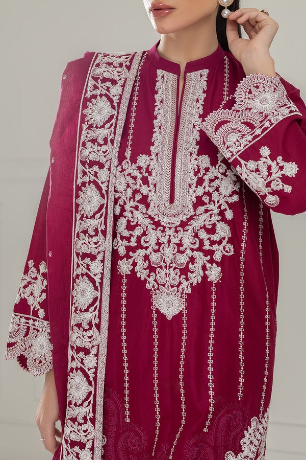Lawn Magenta Stitched Suit - Gul Ahmed