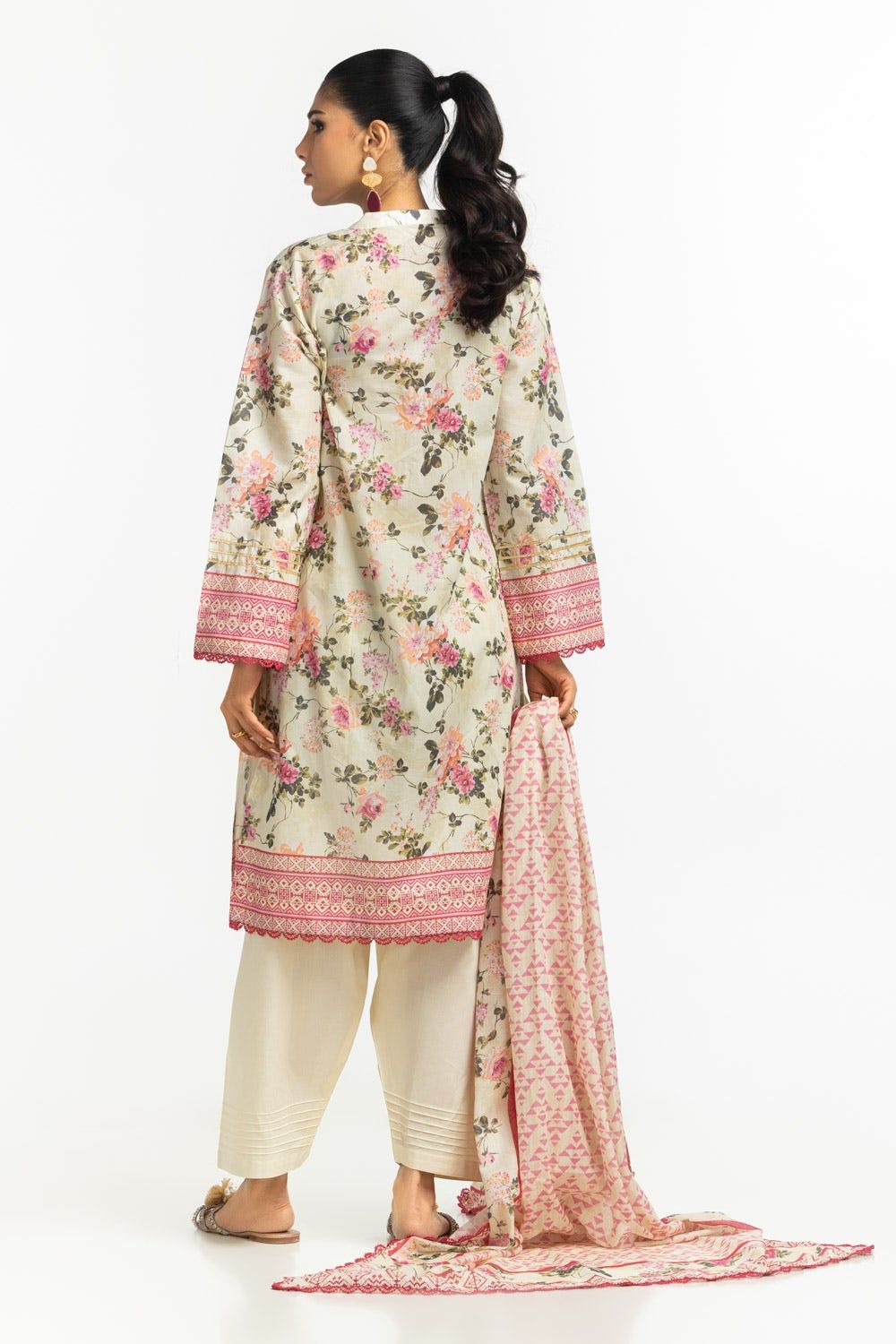 Lawn Printed Cream Stitched Suit - Gul Ahmed