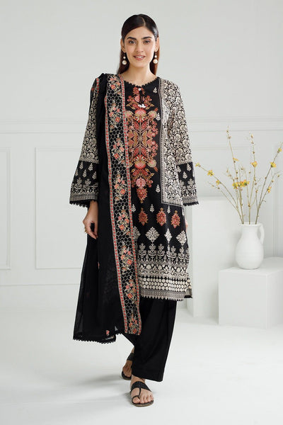 Lawn Printed Black Stitched Suit - Gul Ahmed