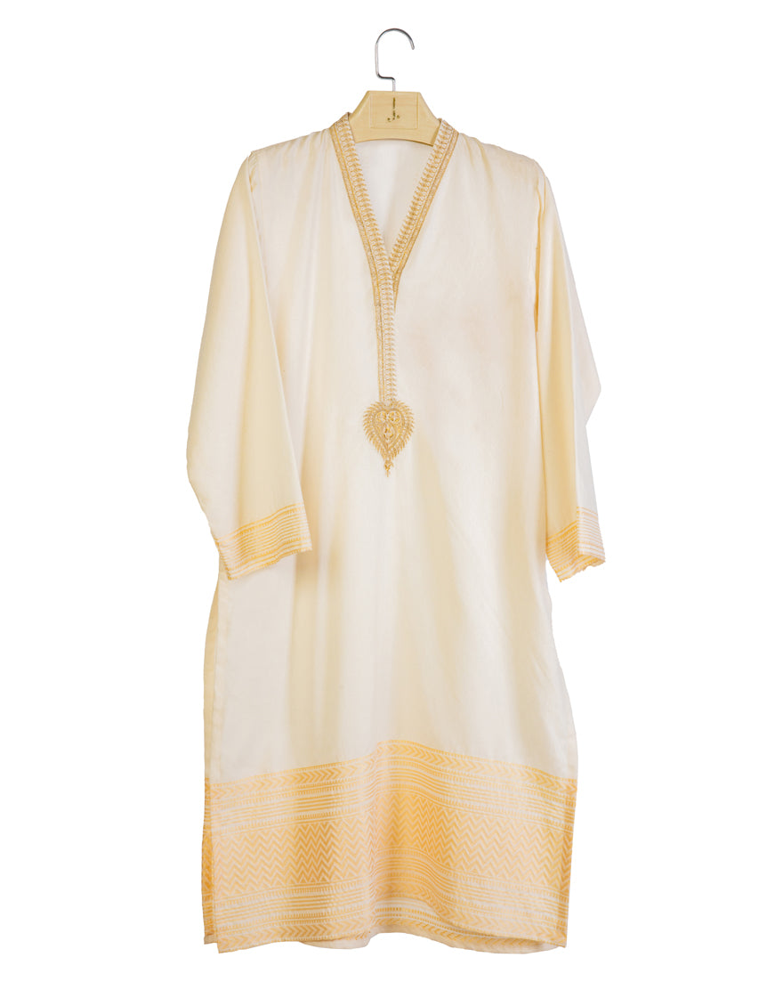 Jacquard Off White Kurti - J. Junaid Jamshed