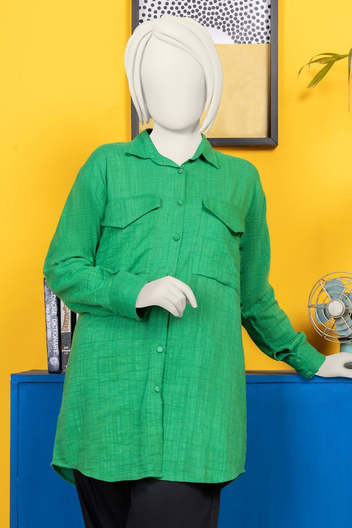Khaddar Green Kurti- J. Junaid Jamshed