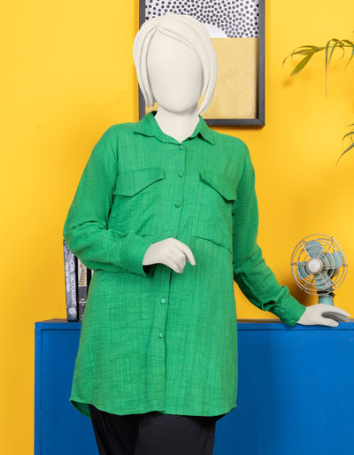 Khaddar Green Kurti- J. Junaid Jamshed