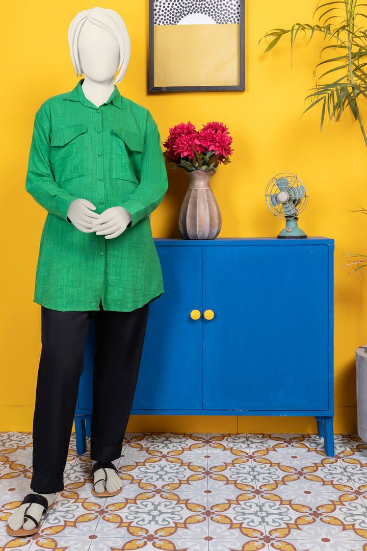 Khaddar Green Kurti- J. Junaid Jamshed