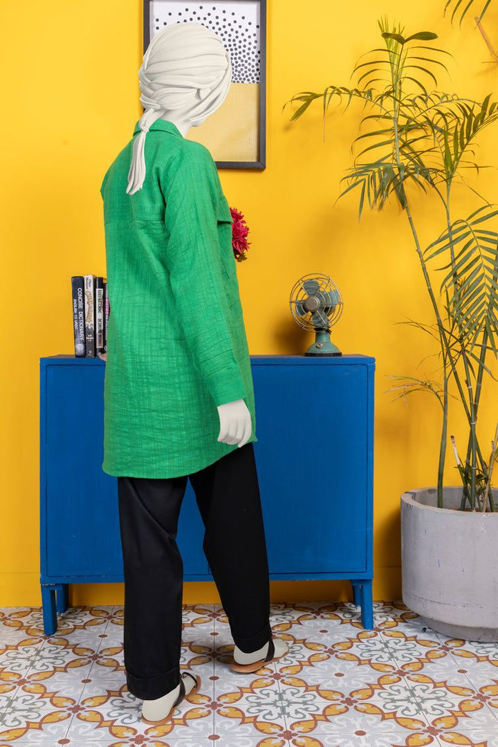 Khaddar Green Kurti- J. Junaid Jamshed